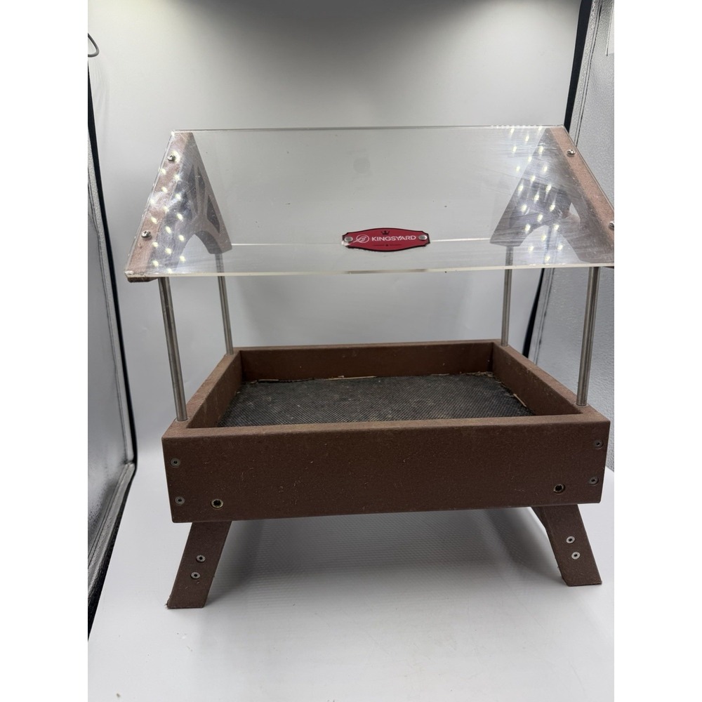 Kingsyard Covered Platform Ground Bird Feeder for Outdoors, Rain Resistant Brown